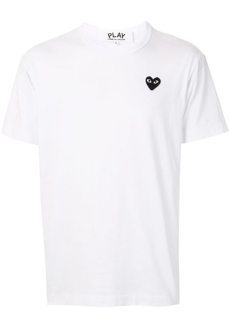 embroidered logo t-shirt unisex whitr COMME DES GARÇONS PLAY | AX-T064-0512